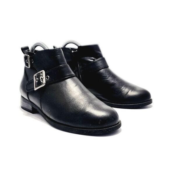 Vionic Logan Womens Black Leather Ankle Booties Side Zip Comfort Size 6 Boots - Picture 2 of 7
